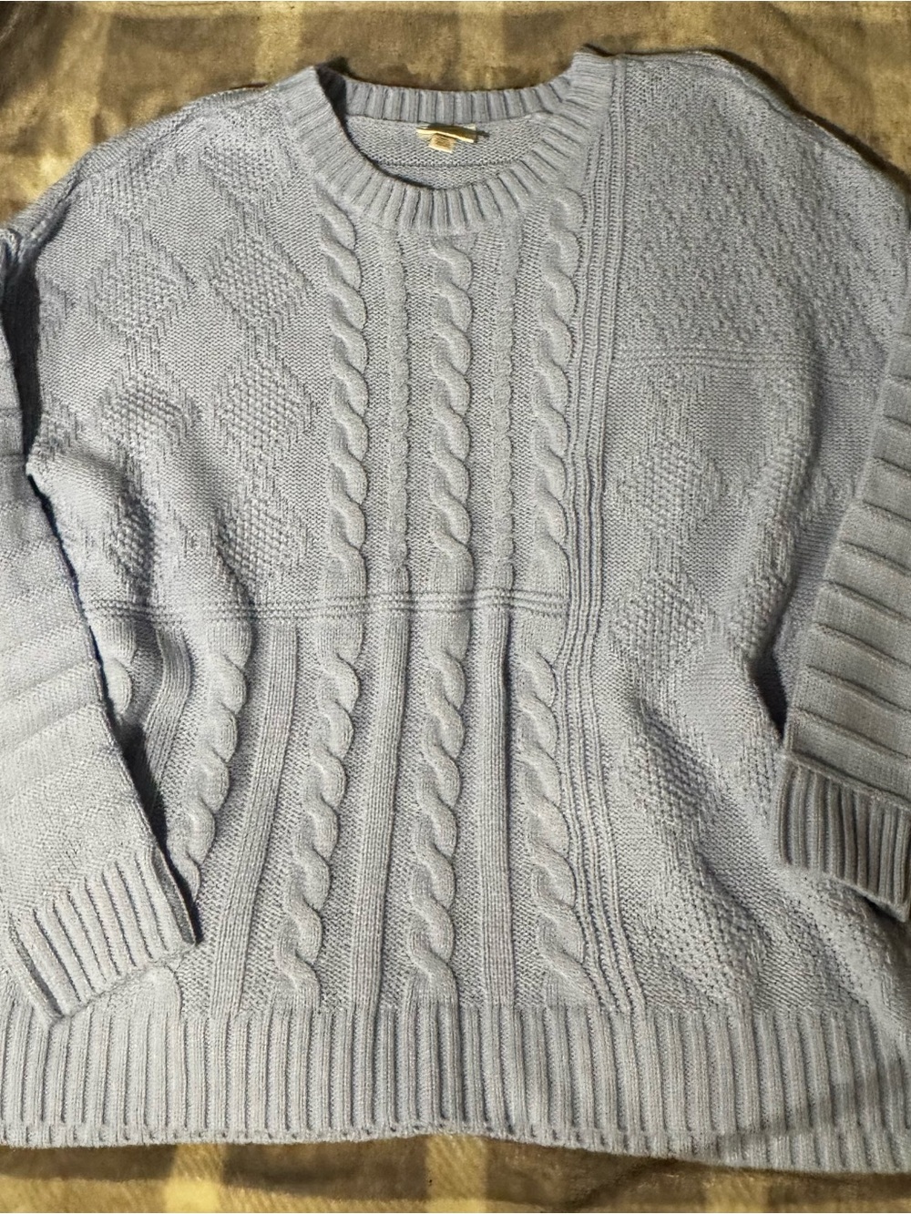 St. John's Bay Light Blue Cable-Knit Crewneck Sweater